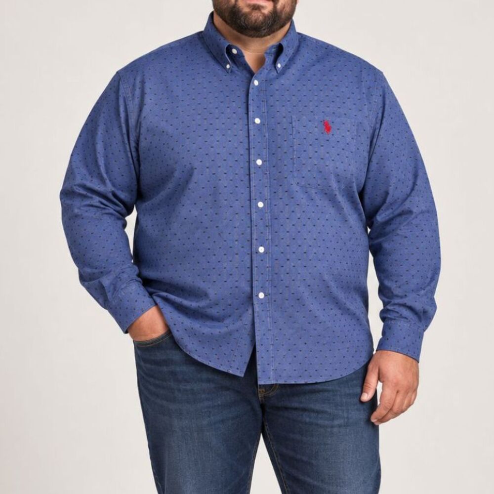 Polo Assn Blue Button Down Shirt Mens XL Long Sleeve